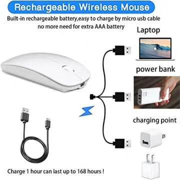ZERU Bluetooth Mouse,Rechargeable Wireless Mouse for MacBook Pro/MacBook Air,Bluetooth Wireless Mouse for Laptop/PC/Mac/iPad pro/Computer (White)