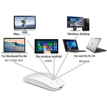 ZERU Bluetooth Mouse,Rechargeable Wireless Mouse for MacBook Pro/MacBook Air,Bluetooth Wireless Mouse for Laptop/PC/Mac/iPad pro/Computer (White)