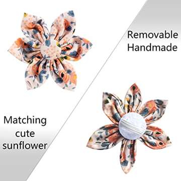 LEJGEQR Floral Girl Dog Collar,Cotton Dog Collars for Dogs Female Dog Collar with Flower Fall Cute Dog Collars with Quick Release Buckle Puppy Collars Pet Dog Collar for Small Medium Large Dogs