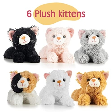 PREXTEX 12 Pack Realistic 6 Inch Plush Kittens for Kids Pets