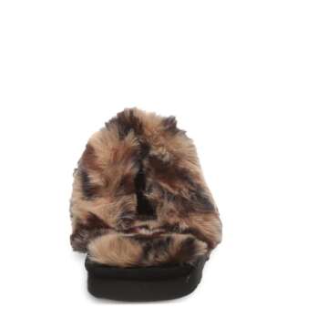 BEARPAW Women's Loki Black/Leopard Faux Fur Size 9 | Women's Slippers | Women's Shoe | Comfortable & Light-Weight