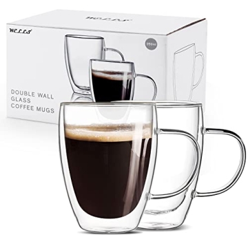 Double Walled Glass Coffee Mugs Set of 2