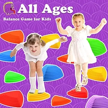 Gentle Monster Stepping Stones for Kids, Set of 11 PCS for Balance with Non-Slip Bottom - Exercise Coordination and Stability