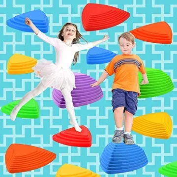 Gentle Monster Stepping Stones for Kids, Set of 11 PCS for Balance with Non-Slip Bottom - Exercise Coordination and Stability