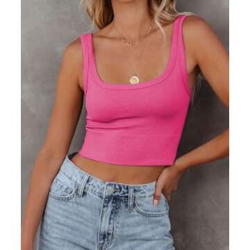 CHYRII Women’s Summer Square Neck Ribbed Crop Top - Versatile Fashion Staple
