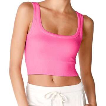 Stylish CHYRII Square Neck Crop Top for Women in Pink