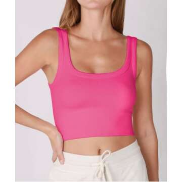 Stylish CHYRII Square Neck Crop Top for Women in Pink