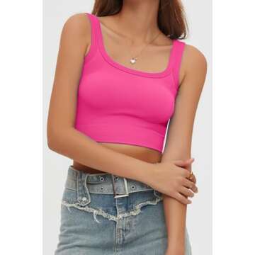 Stylish CHYRII Square Neck Crop Top for Women in Pink