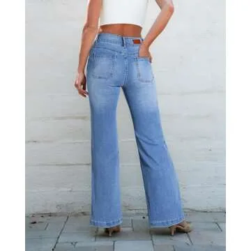 Shop Sidefeel Women's High Waist Stretchy Flared Jeans