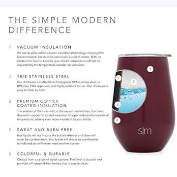 Simple Modern Wine Tumbler with Press-In Lid - 12oz Style