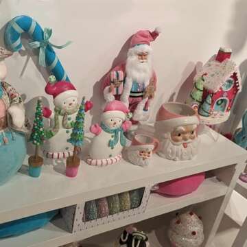 December Diamonds North Pole Sweet Shoppe Pink Santa Head Mug with Spoon - Cute Vibrant Christmas Mug for Holiday Beverages