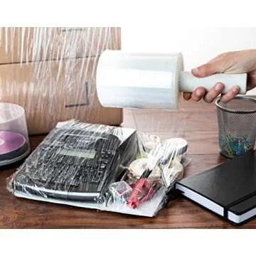 Sam Wrap (R) Stretch Wrap 5" x 1000' Roll With Handle, 80 Gauge Extra Thick Durable Self-Adhering Plastic Wrap for Moving, Packing Wrap Industrial Strength, Clear Plastic Pallet Shrink (2 Pack)