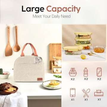 Large Capacity Insulated Lunch Bag for Adult Meals