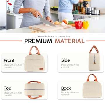 Large Capacity Insulated Lunch Bag for Adult Meals