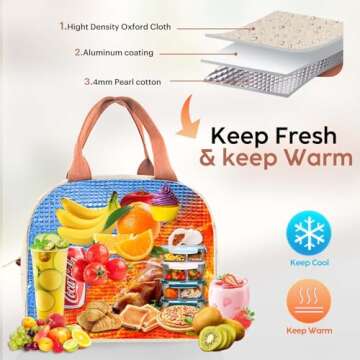 Large Capacity Insulated Lunch Bag for Adult Meals