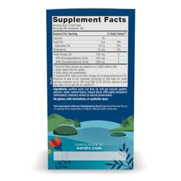 Nordic Naturals Arctic Cod Liver Oil, Lemon - 180 Soft Gels - 750 mg Total Omega-3s with EPA & DHA -...