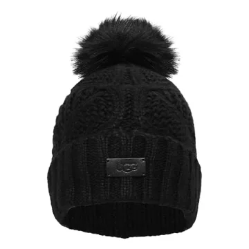 UGG Women's Cable Knit Beanie with Pom Detail - Stylish Winter Accessory