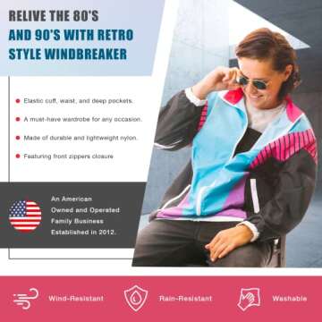 Funny Guy Mugs Dope 80s & 90s Retro Neon Windbreaker, Large