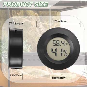 Reptile Thermometer and Humidity Gauge Digtal Terrarium Thermometer Circular Bearded Dragon Cage Acc...