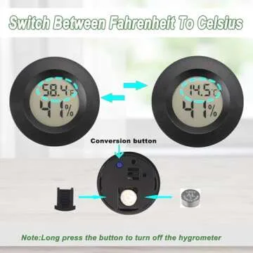 Reptile Thermometer and Humidity Gauge Digtal Terrarium Thermometer Circular Bearded Dragon Cage Accessories Reptile Temp and Humidity Gauge for Leopard Gecko Hermit Crab Gecko Lizard Etc 2pc