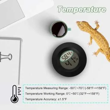 Reptile Thermometer and Humidity Gauge Digtal Terrarium Thermometer Circular Bearded Dragon Cage Accessories Reptile Temp and Humidity Gauge for Leopard Gecko Hermit Crab Gecko Lizard Etc 2pc