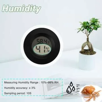 Reptile Thermometer and Humidity Gauge Digtal Terrarium Thermometer Circular Bearded Dragon Cage Accessories Reptile Temp and Humidity Gauge for Leopard Gecko Hermit Crab Gecko Lizard Etc 2pc