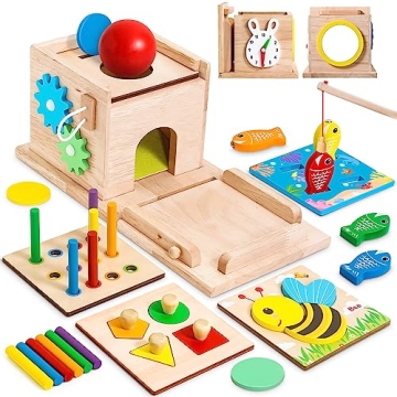 RIANEAN 8-in-1 Montessori Wooden Toy Set for Toddlers