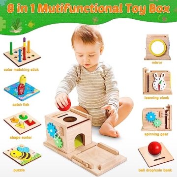 RIANEAN 8-in-1 Montessori Wooden Toy Set for Toddlers