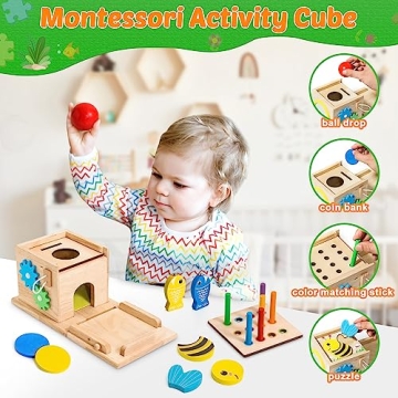 RIANEAN 8-in-1 Montessori Wooden Toy Set for Toddlers