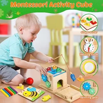 RIANEAN 8-in-1 Montessori Wooden Toy Set for Toddlers