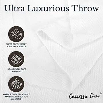 Luxury Organic Cotton Herringbone Blanket for All Seasons