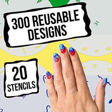 Custom Body Art Airbrush Nail Stencils - 320 Designs Set