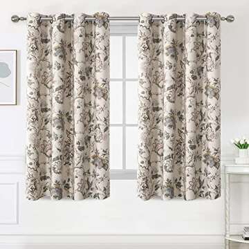 H.VERSAILTEX Blackout Curtains 63 Inch Length 2 Panels Set Floral Print Curtain Drapes for Living Ro...