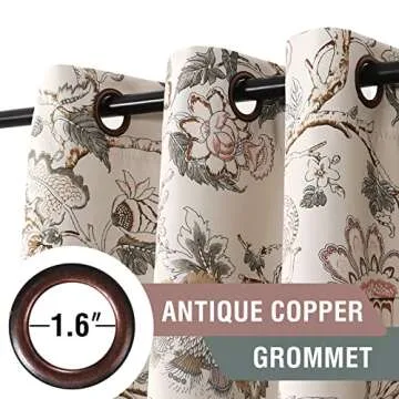 H.VERSAILTEX Blackout Curtains Floral Print 63 Inch