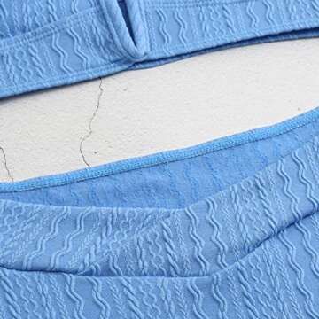 HYTENSUN Women's V Cut High Waisted Bikini Ribbed V-Wired Cami Two Pieces Swimsuit Blue