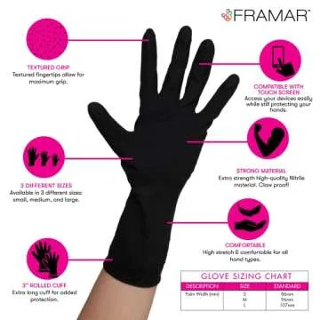 FRAMAR Powder Free Nitrile Gloves – 12 INCH Black Disposable Gloves Latex Free, Non Latex Gloves, ...