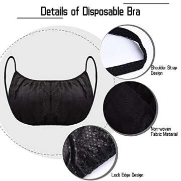 Janmercy Disposable Bras Beauty Black Disposable Bra Women's Disposable Sunless Spray Tan Top Underwear Brassieres for Spray Tanning (24 Pieces), Medium