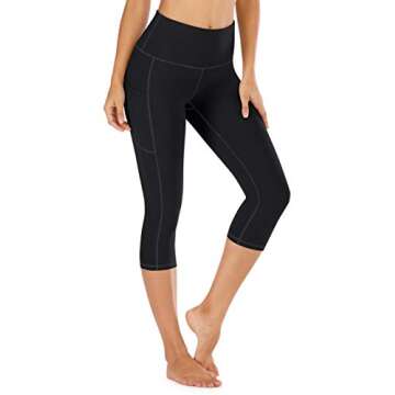 IUGA High Waisted Yoga Pants for Women with Pockets Capri Leggings for Women Workout Leggings for Women Yoga Capris