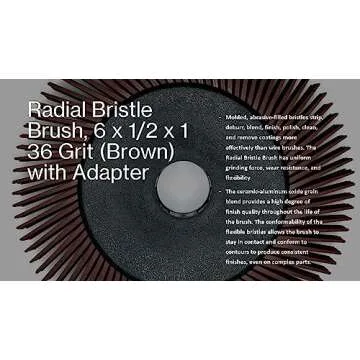 Radial Bristle Brush, 6 in x 1/2 in x 1 in 36 Grit (Brown) with Adapter (Pack of 1)