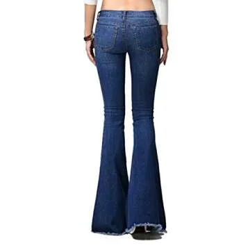 Trendy CHARTOU Women’s Flared Slit Ripped Jeans - Navy Blue