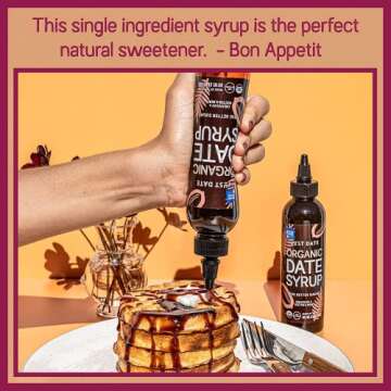 Just Date Syrup: Award-Winning Organic Date Syrup I Two 8.8 OZ Squeeze Bottles I Low-Glycemic, Vegan, Paleo | 1 Ingredient : 100% Organic Medjool Dates