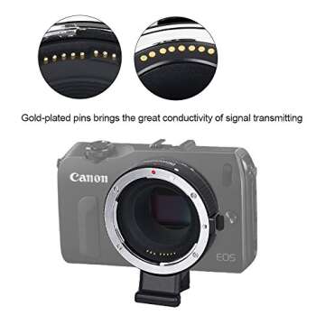 Commlite CM-EF-EOS M Auto-Focus Lens Mount Adapter for EF/EF-S Lens to Canon EOS M (EF-M Mount) Mirrorless Camera Lens Converter Ring for Canon EOS M1 M2 M3 M5 M6 M10 M50 M100