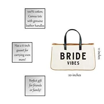 Santa Barbara Design Studio Tote Bag For Women Hold Everything Wedding 100% Cotton Canvas Shoulder Bag, Large, Bride Vibes