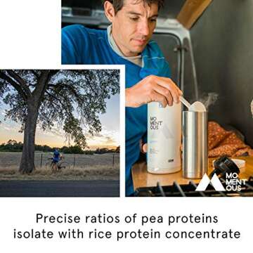 Momentous Essential Plant-Based Pea and Rice Protein Powder, 20 Servings Per Jar for Essential Everyday Use, Vegan, Gluten-Free, Non-GMO, NSF Certified (Vanilla)