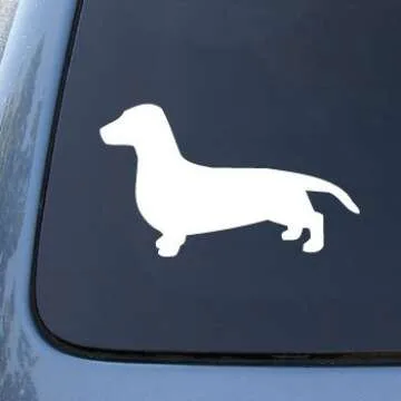 Dachshund Smooth Silhouette - Dog - Decal Sticker #1504 | Vinyl Color: White
