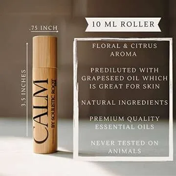Soulistic Root Calm Essential Oil Roller, Calm Essential Oil Roll On Blend, 10ml Glass Roller- Stress Relief, Essential Oil Blends, Aromatherapy Self Care Products for Women.