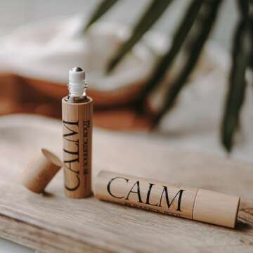 Soulistic Root Calm Essential Oil Roller, Calm Essential Oil Roll On Blend, 10ml Glass Roller- Stress Relief, Essential Oil Blends, Aromatherapy Self Care Products for Women.