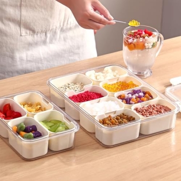 Plastic Divided Serving Tray for Snacks, Meals & More