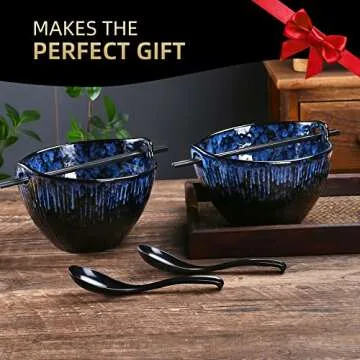 JH JIEMEI HOME Unique Ramen Bowl Set with Chopsticks