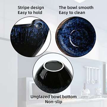 JH JIEMEI HOME Unique Ramen Bowl Set with Chopsticks